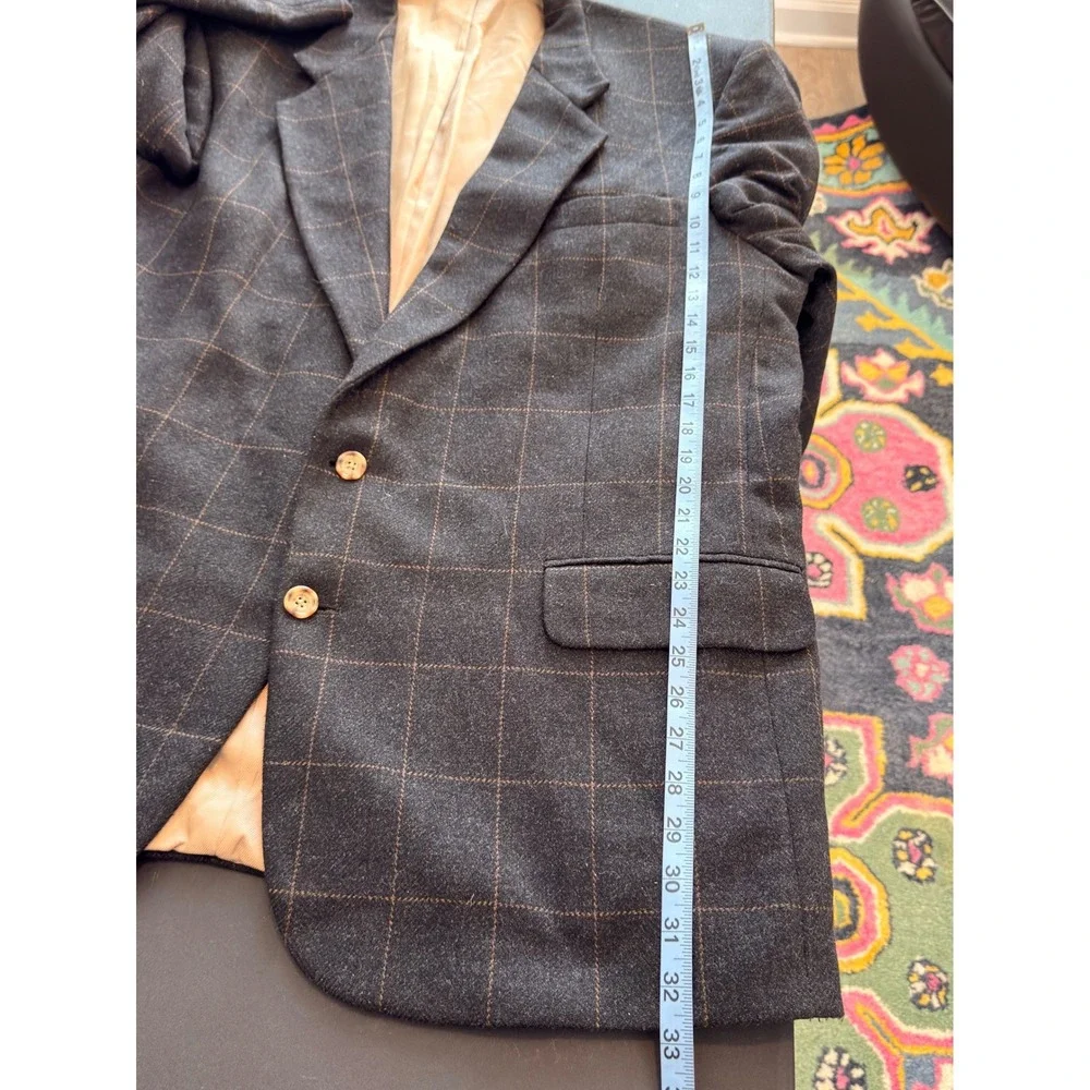 Oscar de la Renta Blazer Men's Charcoal Gray Plaid Sports Coat Work Preppy 48L